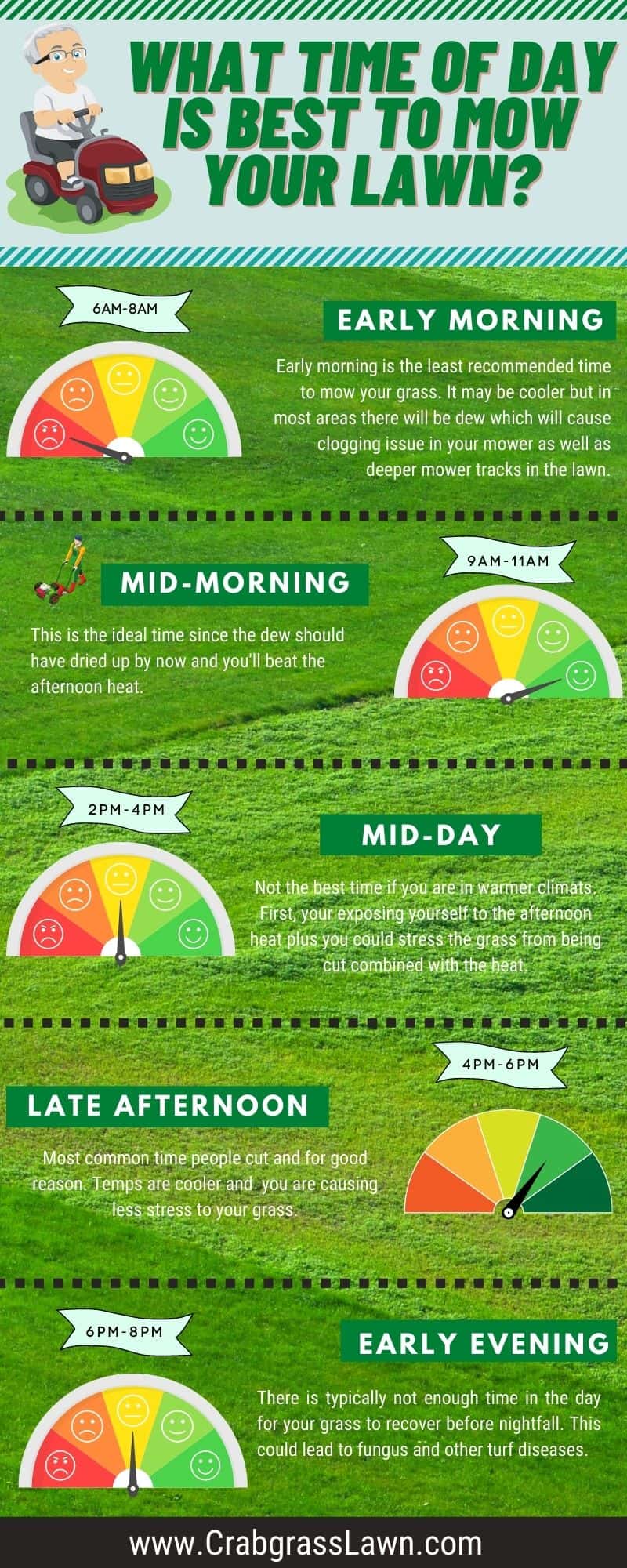 what is the best time of day to mow your lawn infographic